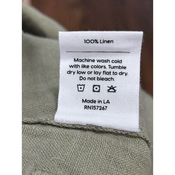 Mate The Label Linen Jumpsuit Long Sleeves Button Front Pockets Green Small NEW - Picture 9 of 10